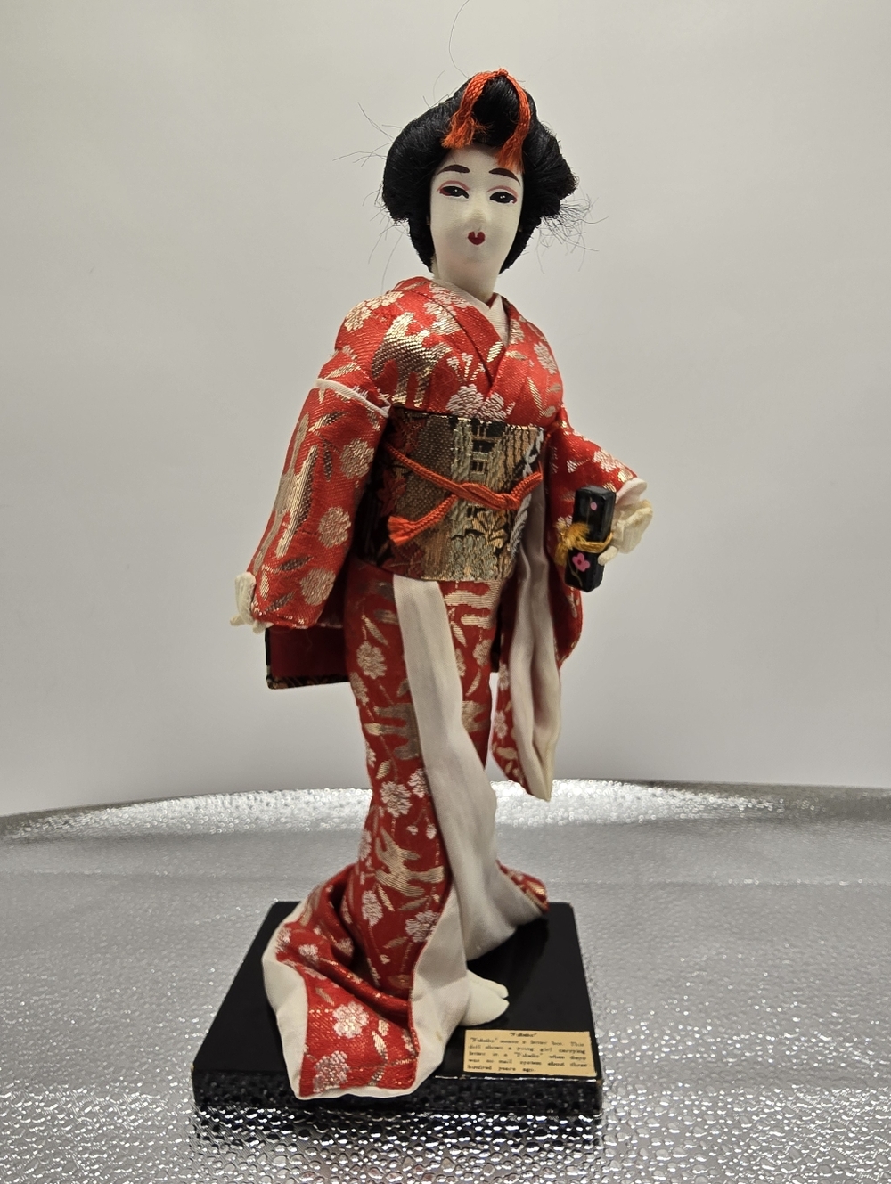 Vintage 11" Japanese Nishi Doll Fubako with Original Letter Box in Hand & Labels